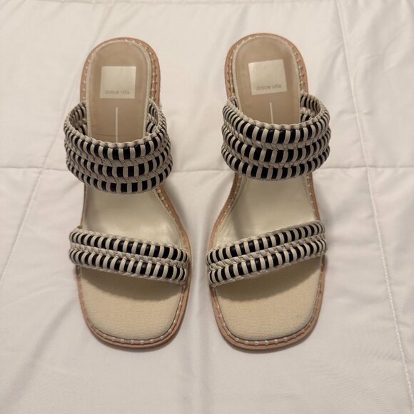 Dolce Vita Wedges Black/Nude Woven Leather Straps Sz 10 - Picture 8 of 14